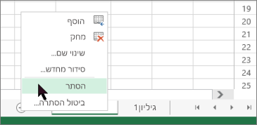 ביטול הסתרה של גיליונות רבים בו-זמנית