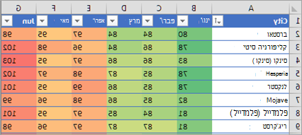 הצגת עיצוב מותנה ב- Excel