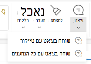 צ'אט סביב פריט רצועת הכלים של הדואר האלקטרוני בחר עבור תפריט נפתח