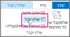 צילום מסך של לחצן 'שלח הכל' ב- Outlook 2013.