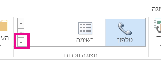 הקבוצה 'תצוגה נוכחית' בכרטיסיה 'בית'