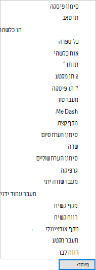 בתיבת הדו-שיח 'חיפוש והחלפה', בחר 'מיוחד' ולאחר מכן בחר אפשרות מתוך הרשימה.