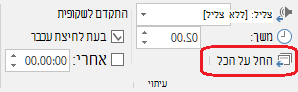 הפקודה 'החל על הכל' בכרטיסיה 'מעברים' ב- PowerPoint