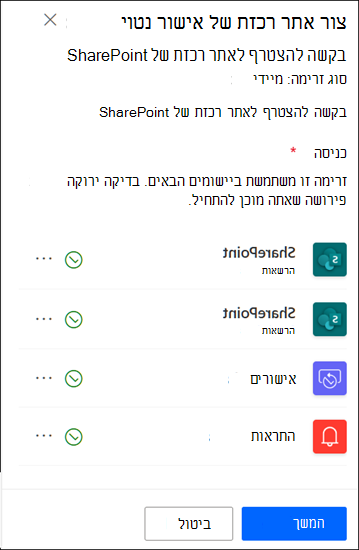 צילום מסך של יישום אישור אתר רכזת המחובר .