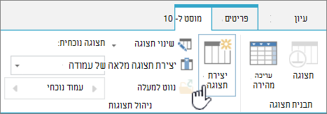 לחצן 'צור תצוגה' של ספריית SharePoint ברצועת הכלים.