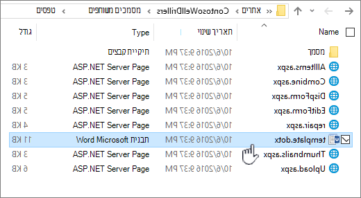 תיקיית טופס לאחסון תבניות