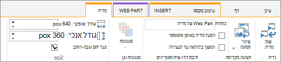 הכרטיסיה 'מדיה' ברצועת הכלים 'עריכה'