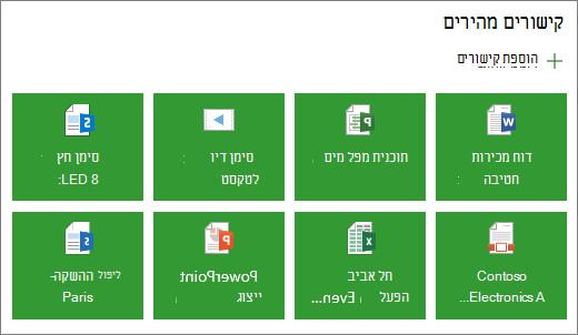 קישורים מהירים בפריסת אריח