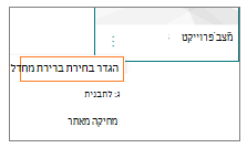 הגדר פריט תפריט של תבנית המהווה ברירת מחדל
