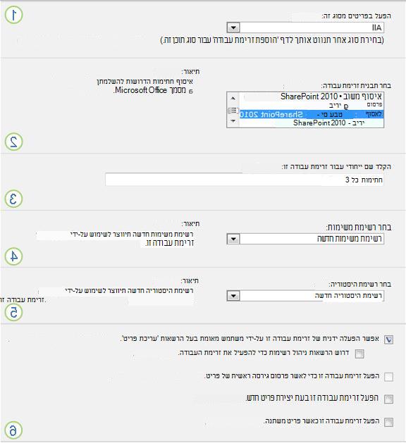העמוד הראשון של טופס שיוך עבור רשימה או ספריה בודדת
