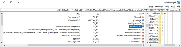 צילום מסך של עורך הרישום והנתיב כאשר Outlook אינו מפסיק