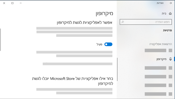 הגדרות מיקרופון