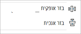 צילום מסך המציג את אפשרויות היישור האופקי והאופקי של 'ישר אובייקטים'.