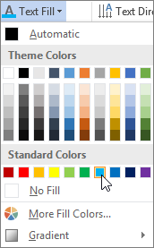 בחירת צבע מילוי טקסט