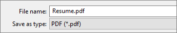 בחר PDF בתיבה 'שמור כסוג'.