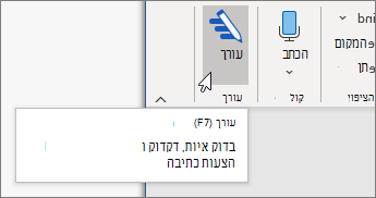 בחר 'עורך' בכרטיסיה 'בית' או הקש F7 כדי לפתוח את החלונית 'עורך'.