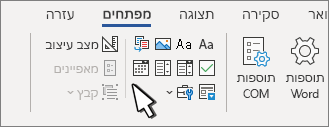 הכרטיסיה 'מפתחים' מציגה פקדי תוכן