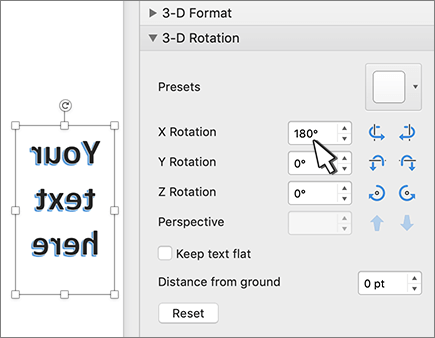 WordArt עם סיבוב של 180 מעלות