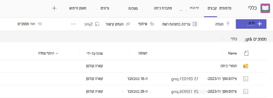 צילום מסך של קבצים.