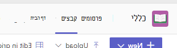 צילום מסך המציג את הכרטיסיה 'Files' בערוץ Teams.