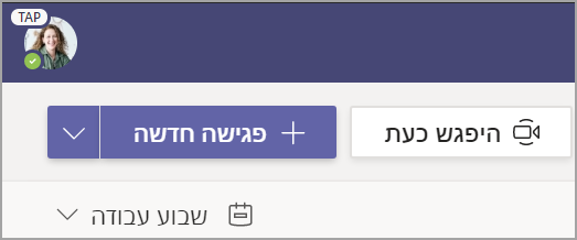 צילום מסך המציג את האפשרות 'בחר + פגישה חדשה'.