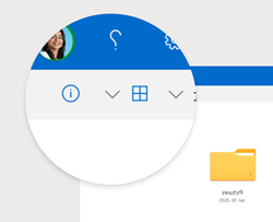 לחצן 'מידע' עבור חלונית הפרטים של OneDrive.