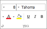 הקבוצה 'גופן' בציר הזמן ב- Project