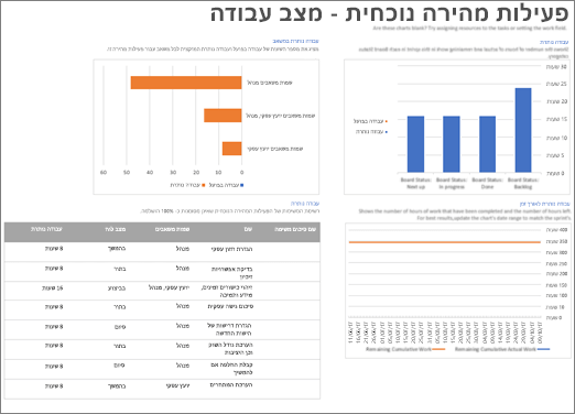 צילום מסך של הסבב הנוכחי - דוח מצב העבודה ב- Project