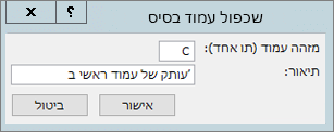 צילום מסך המציג את תיבת הדו-שיח 'שכפל עמוד בסיס'.