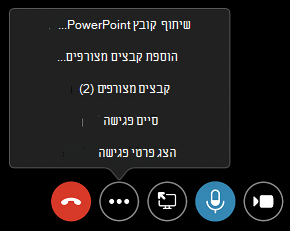 פקודות 'קבצים מצורפים' בתפריט 'אפשרויות נוספות'