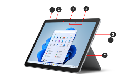 Surface Go 3 עם תכונות החומרה שזוהו.