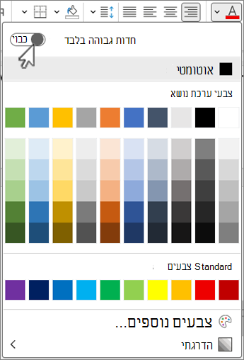 צילום מסך שמציג את המיקום של הלחצן הדו-מצבי 'חדות גבוהה בלבד'.