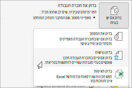 בדוק אם קיימים & בפריט התפריט 'בדיקת נגישות'
