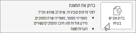 מסך בדיקת בעיות