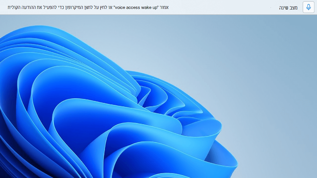 ממשק המשתמש של הגישה הקולית מציג את המיקרופון במצב שינה כאשר לחצן המיקרופון אינו מסומן.