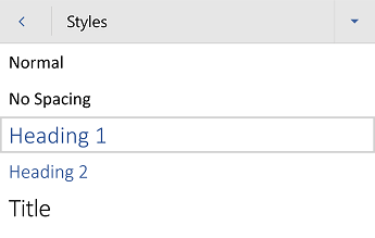 Word עבור Android סגנונות כותרת