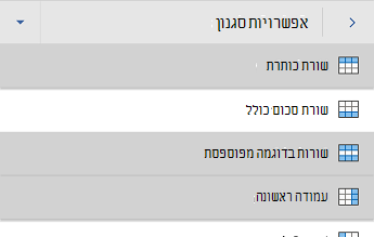 Word עבור Android אפשרויות סגנון טבלה