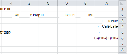 גליון עבודה לדוגמה
