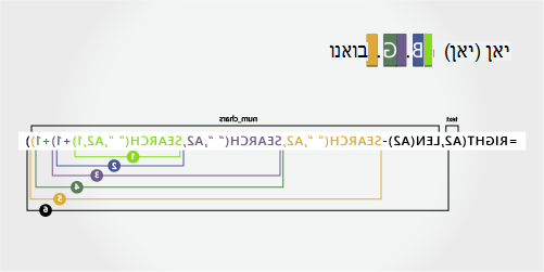 נוסחה להפרדת שם פרטי, שם משפחה, ושתי אותיות ראשונות של שם פרטי שני