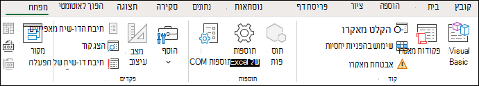 צילום מסך המציג את הקבוצה 'קוד' בכרטיסיה 'מפתחים'.