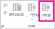 לחץ על 'קבוצה' בכרטיסיה 'נתונים'
