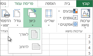 בכרטיסיה 'בית', לחץ על 'כיוון'.