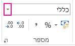 התיבה 'תבנית מספר' בכרטיסיה 'בית'