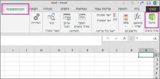 הכרטיסיה PowerPivot ולחצן 'נהל'