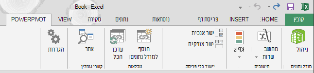 הכרטיסיה PowerPivot ברצועת הכלים