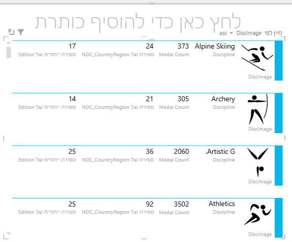 פריט חזותי מסוג כרטיס עם שדות מסודרים מחדש
