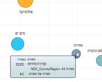 ריחוף מעל תרשימי בועות של Power View לקבלת מידע נוסף