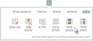 הכרטיסיה 'עיצוב' בגלריית 'ניתוח מהיר'
