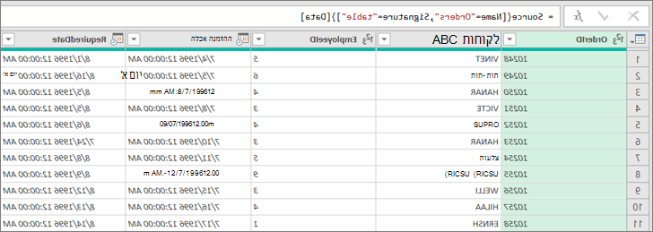 עורך השאילתות של Power Query