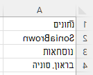 השתמש ב- REGEXREPLACE עם קבוצות לכידת כדי להפריד ולסדר מחדש שם פרטי ושם משפחה, באמצעות תבנית: ([A-Z][a-z]+)([A-Z][a-z]+) והחלפה: $2, $1